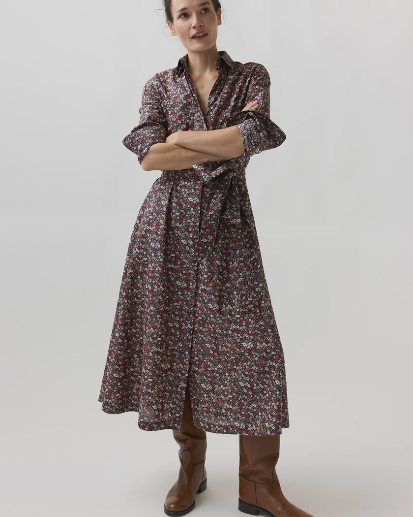 AM Floral Long Sleeve Shirtwaist Dress