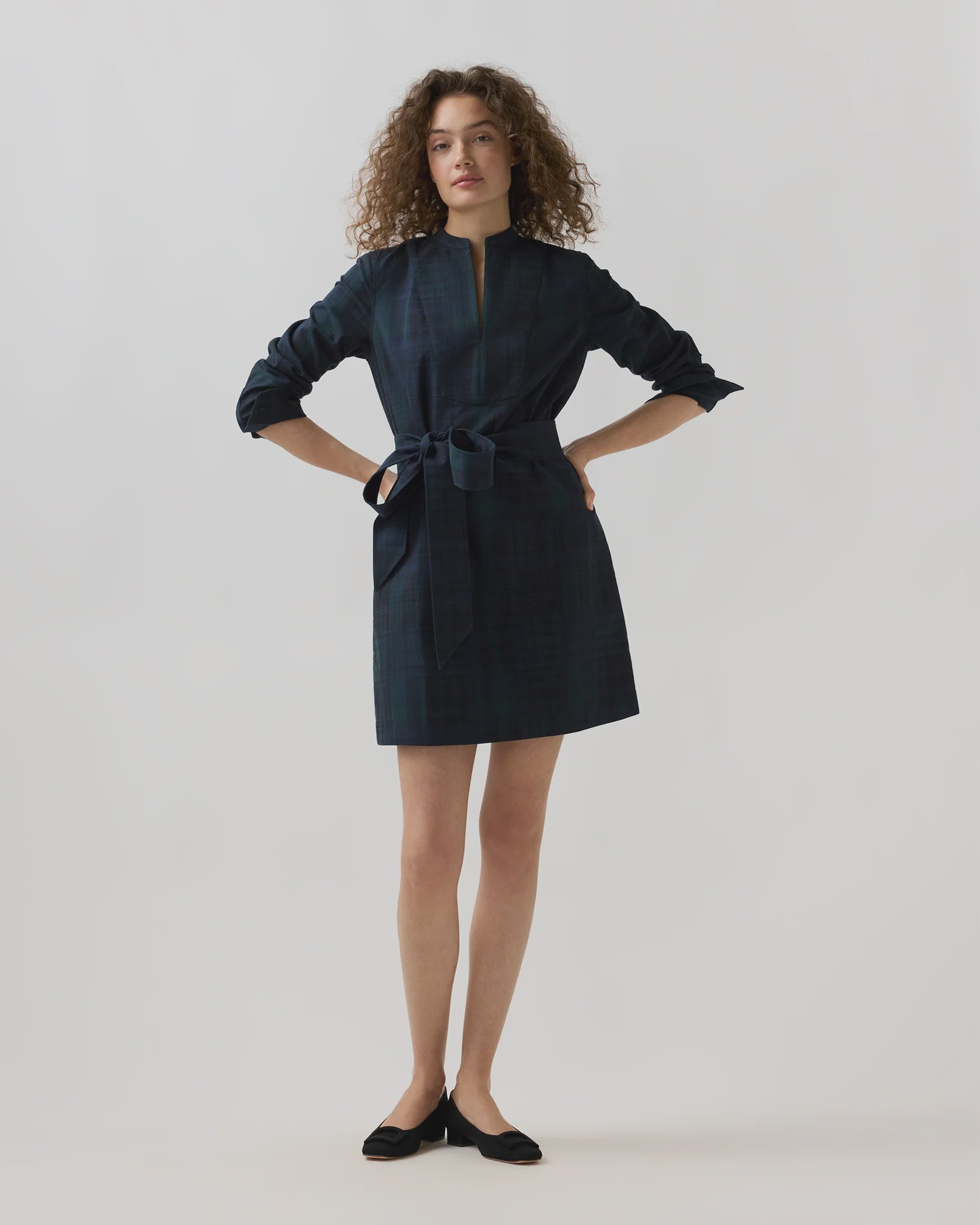 AM Plaid Bib Mini Dress