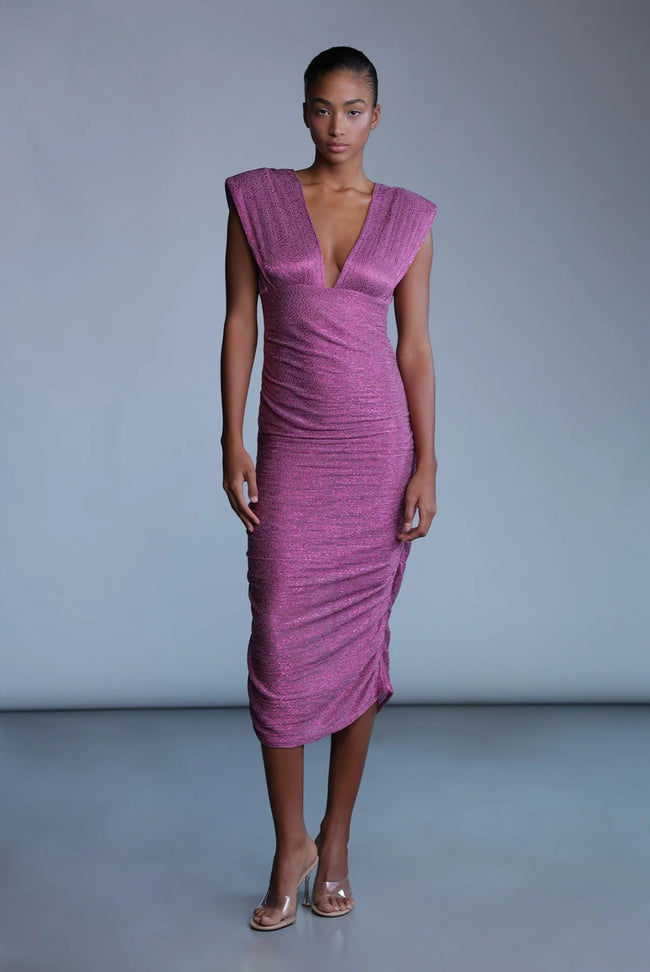 SM Shimmer Pink V-Neck Maxi Dress