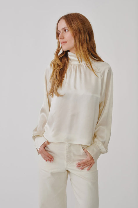 SAB Slouchy Satin Turtleneck Top
