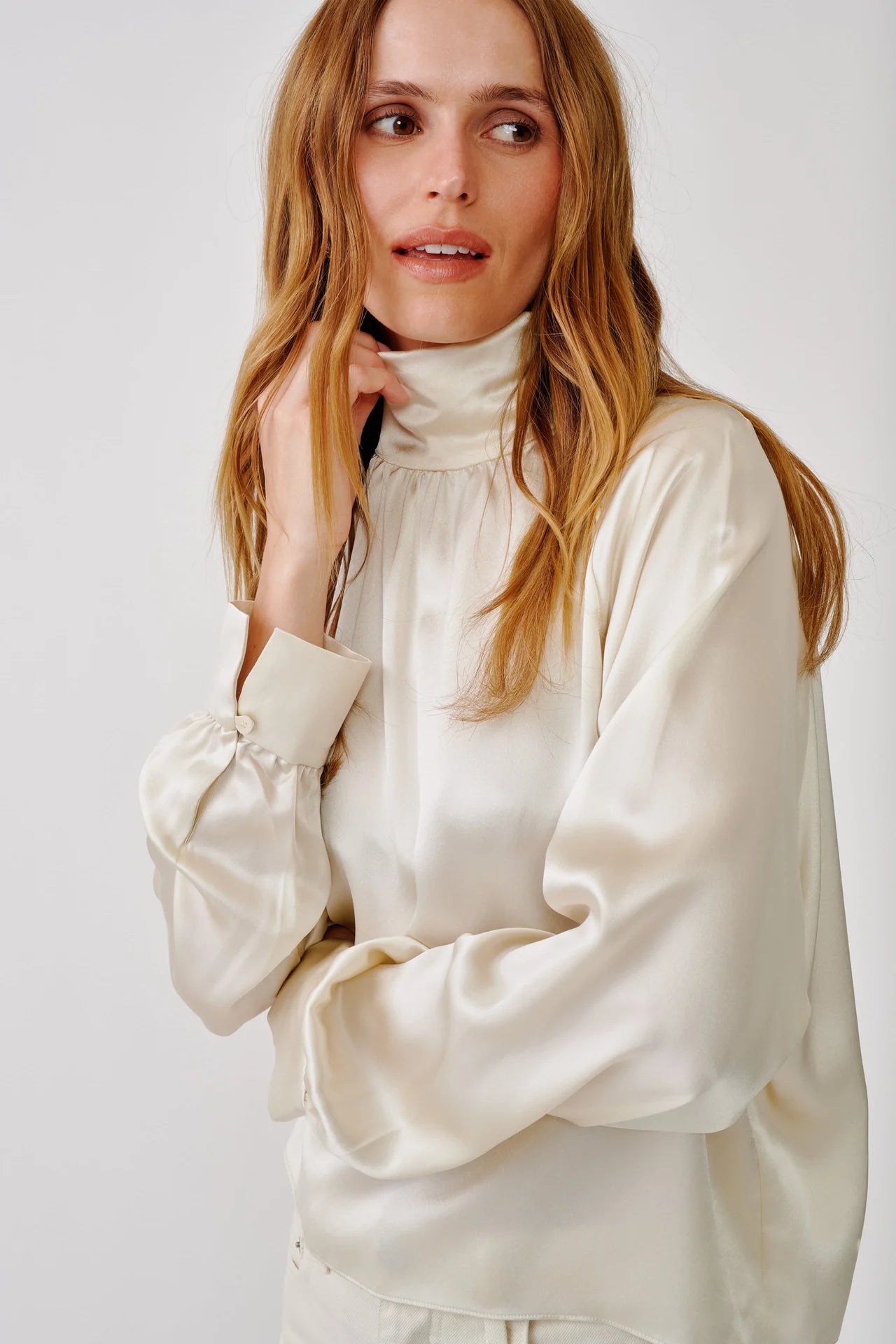 SAB Slouchy Satin Turtleneck Top