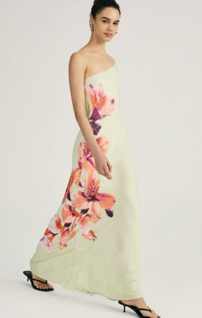 DL One-Shoulder Mint Maxi Dress