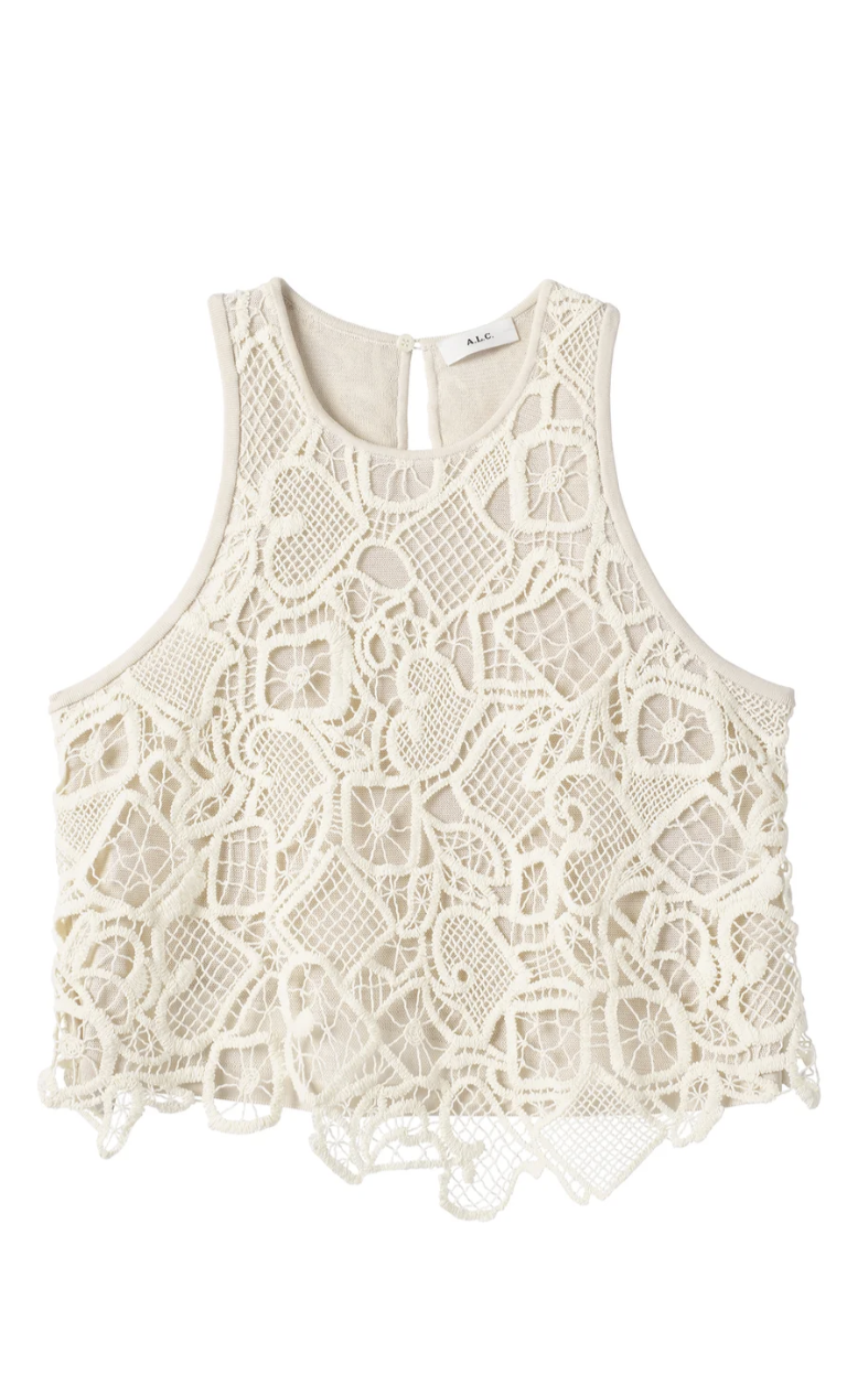 ALC White High-Neck Lace Tank