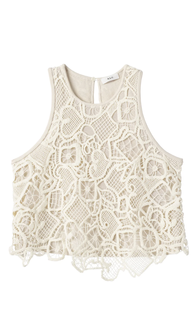 ALC White High-Neck Lace Tank