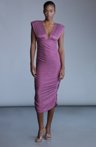 SM Shimmer Pink V-Neck Maxi Dress