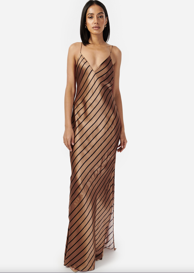 CAM Stripe Silk Gown