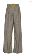 CC Wide-Legged, Pleated Plaid Trousers