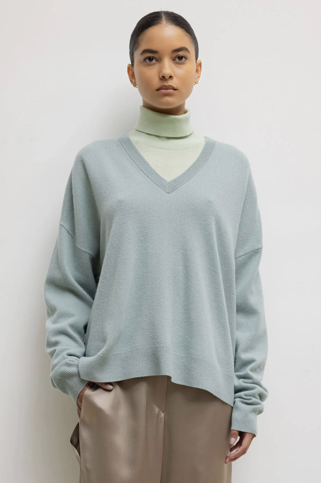 LES Light Blue V Neck Sweater