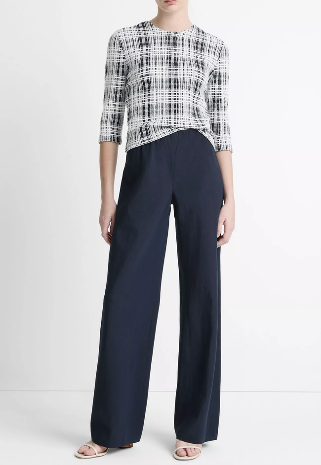 VIN High Waist Cotton Pant Navy