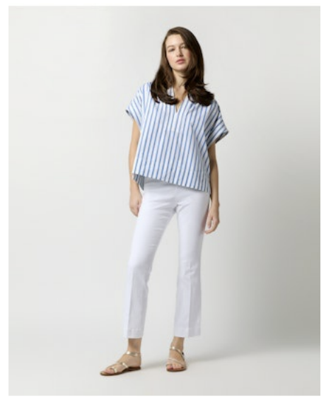 AM Blue White Stripe Top