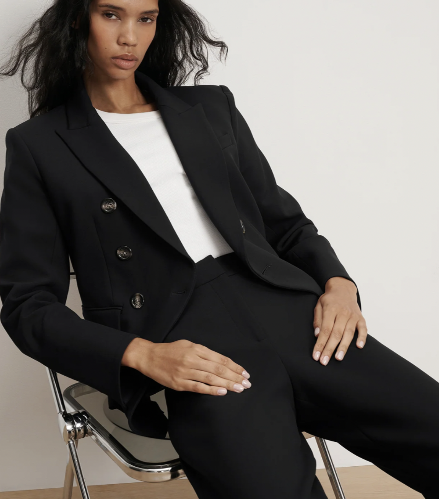 VER Double Breasted Blazer Black