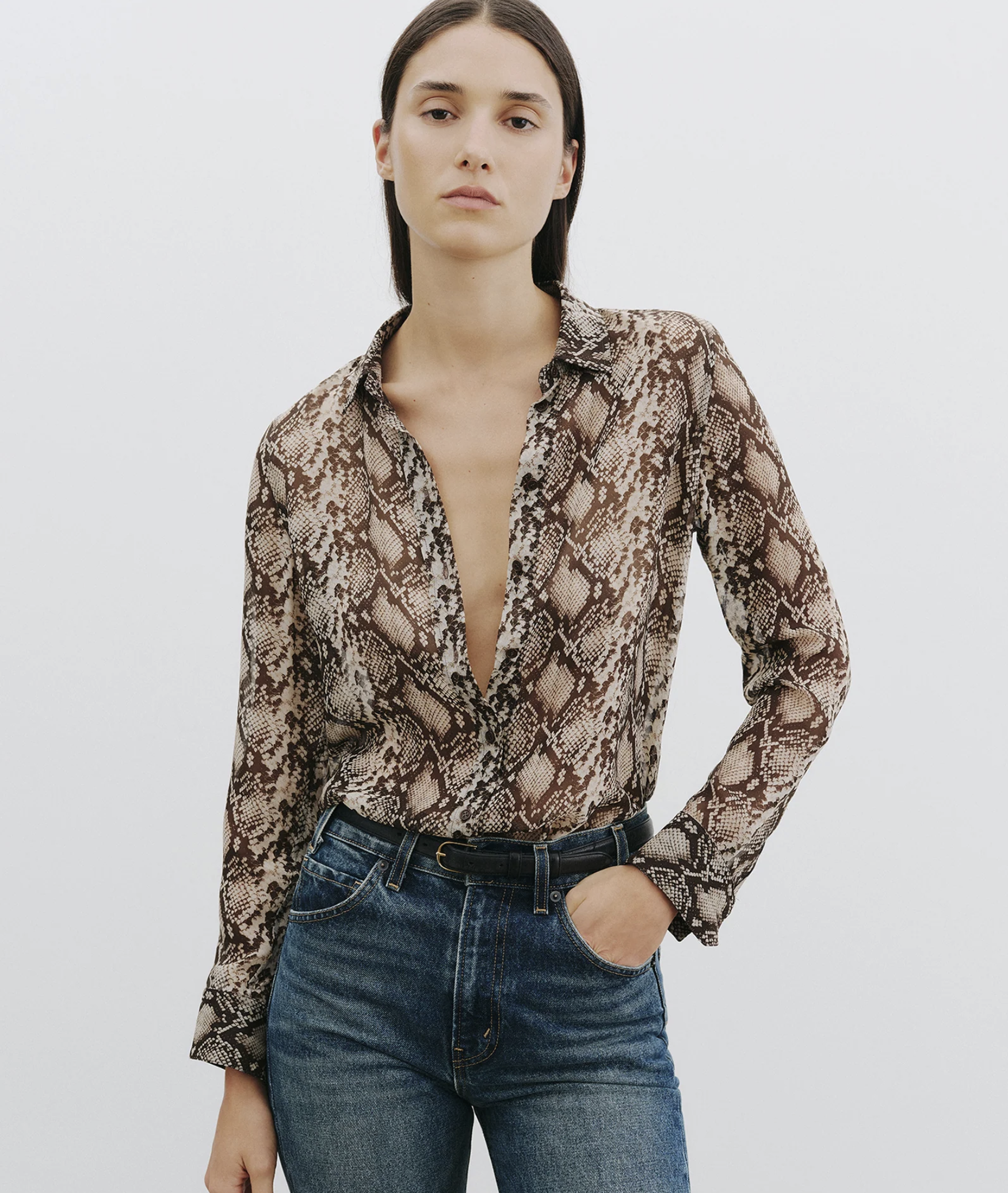 NIL Sheer Snakeskin Blouse