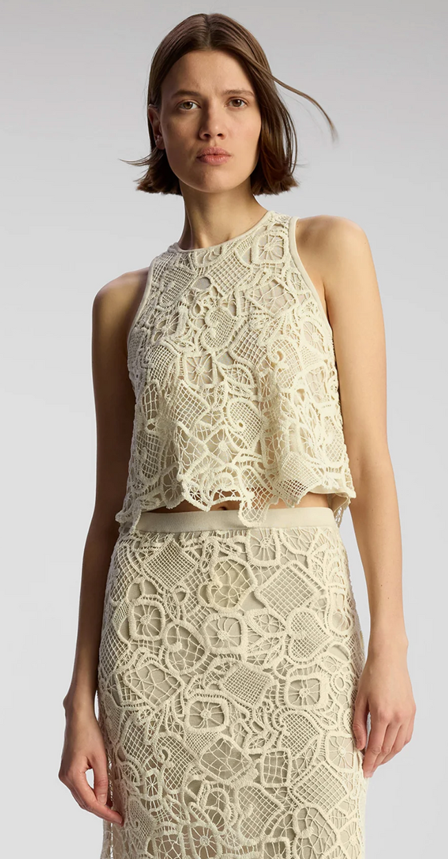 ALC White High-Neck Lace Tank