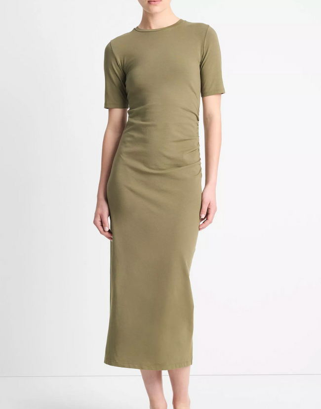 VIN Green Ruched TShirt Dress