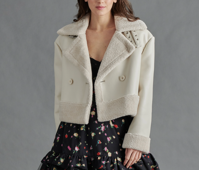 BBD Ivory Sherling Leather Jacket