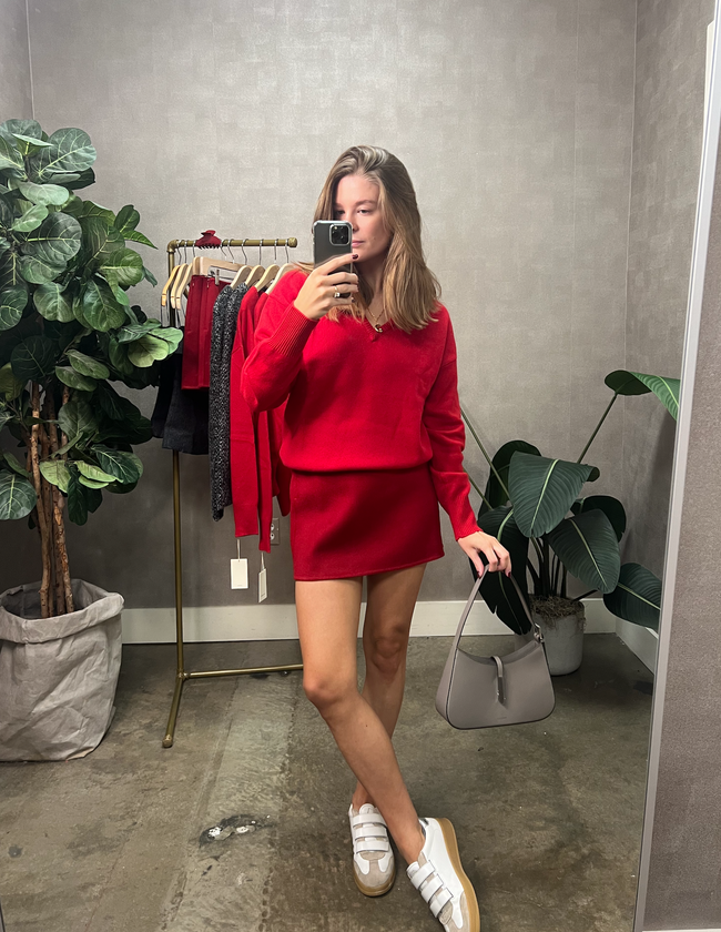 SR Red V-Neck Sweater