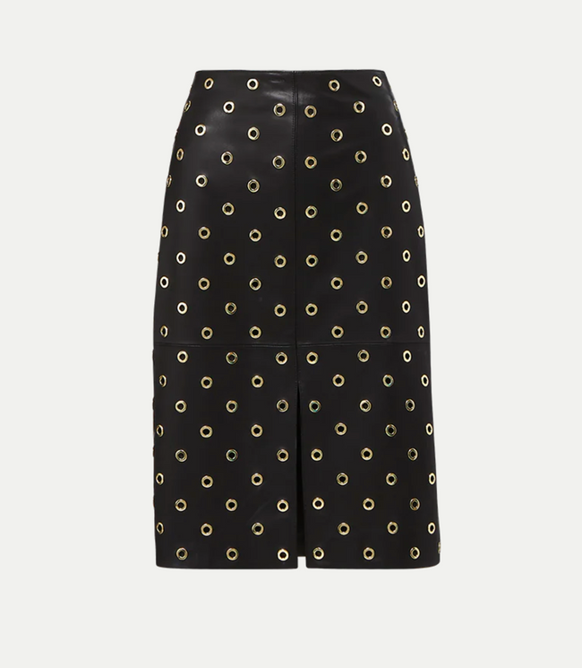 VER Gold Studded Leather Skirt