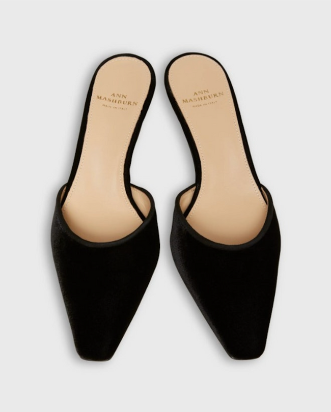 AM Velvet Heeled Mule