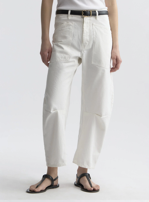 NIL Striated White Barrel Pants