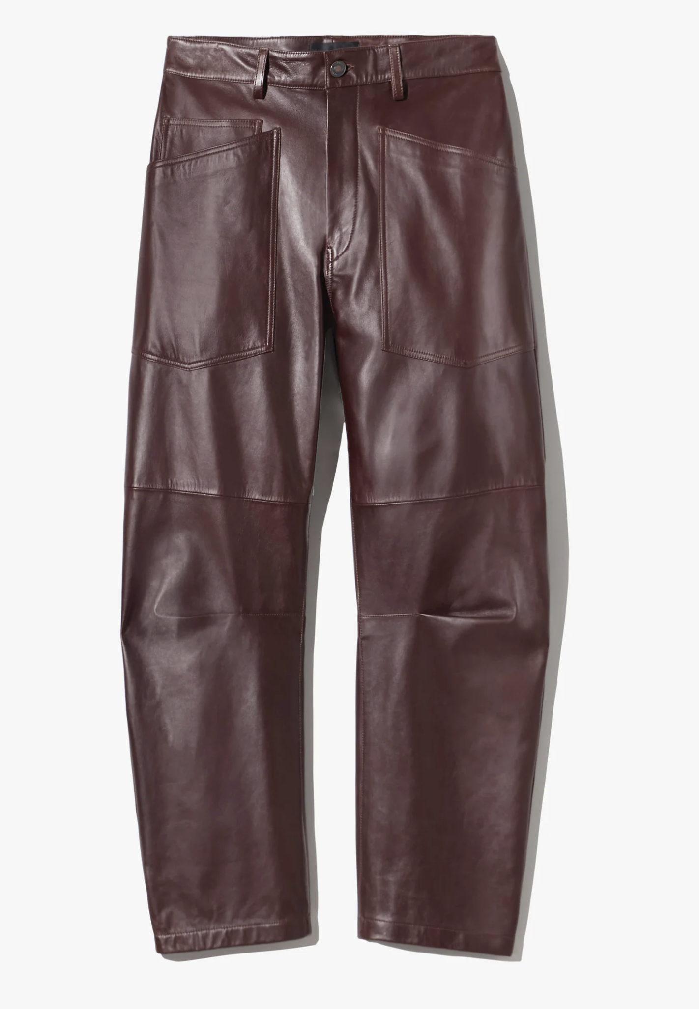 NIL Merlot Leather Barrel Pants