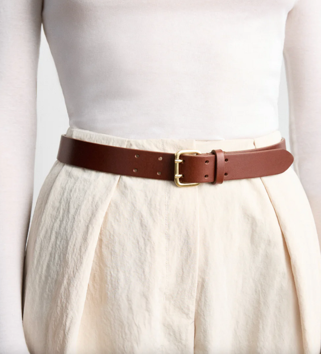DEH Smooth Leather Mahogany Belt