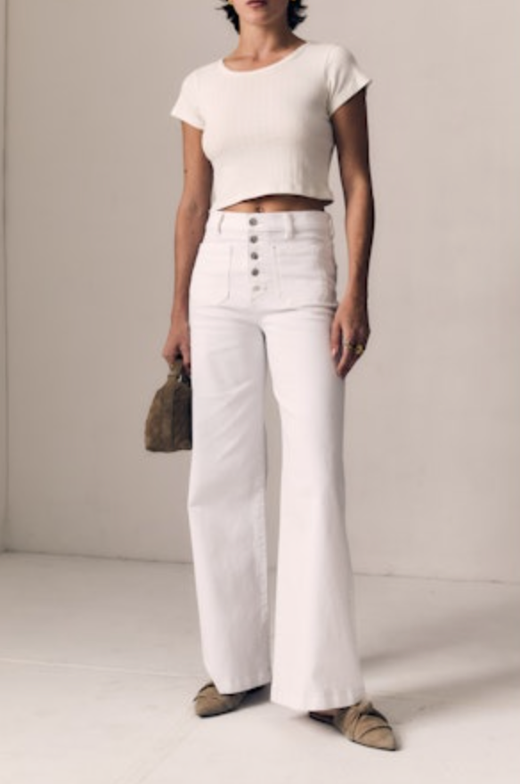 LEJ Wide Leg White Jeans