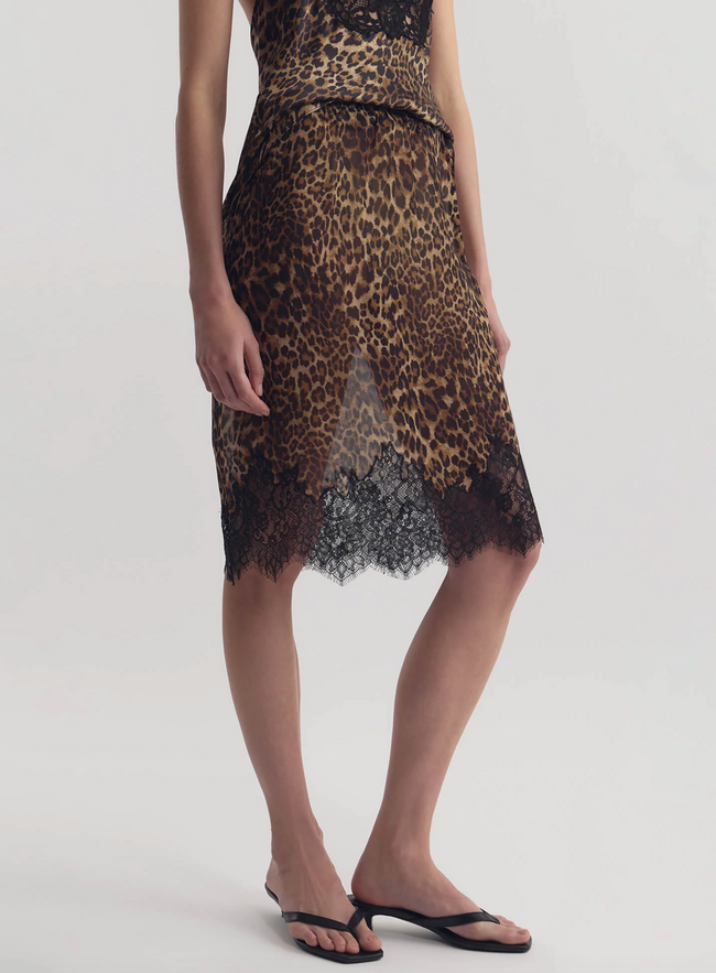 NIL Leopard Lace Silk Skirt