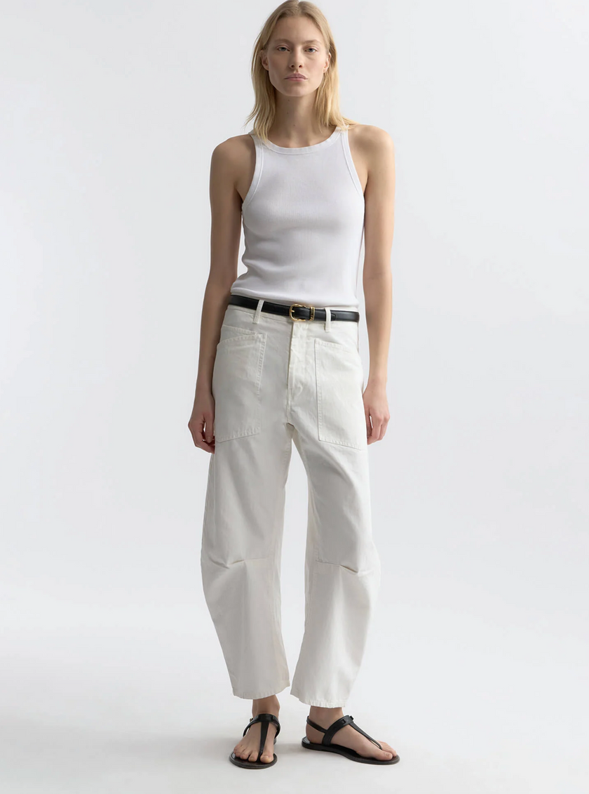 NIL Striated White Barrel Pants