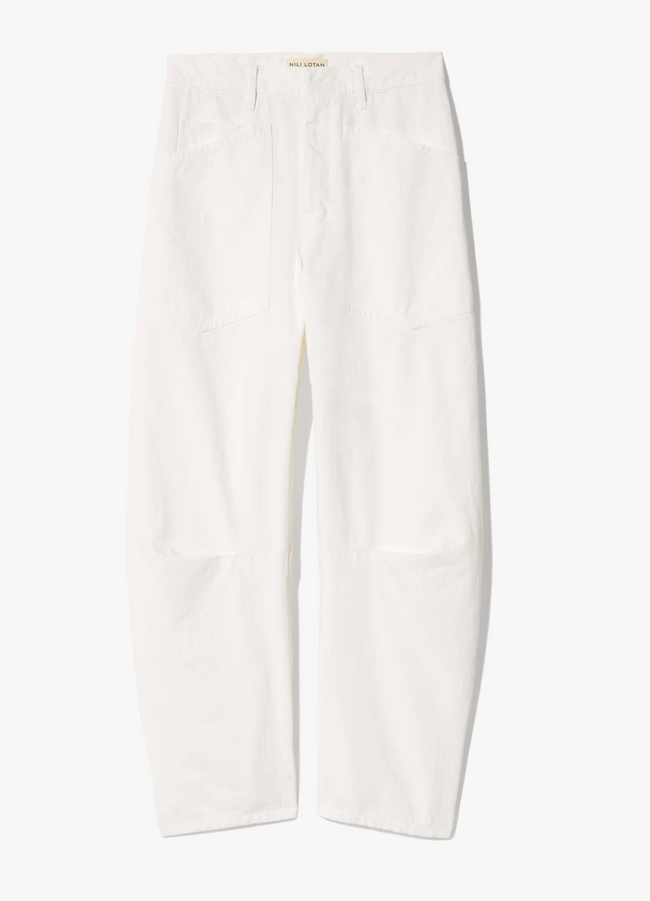 NIL Striated White Barrel Pants