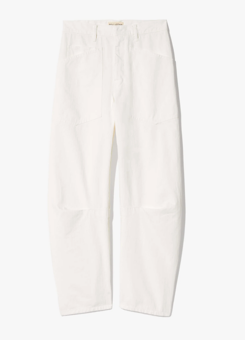 NIL Striated White Barrel Pants