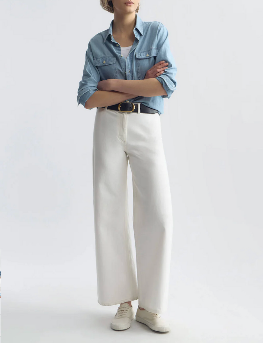 NIL Mid Rise Cropped Wide Leg Jean