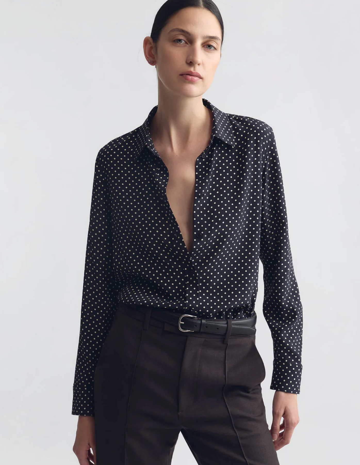 NIL Silk Polka Dot Buttondown Shirt