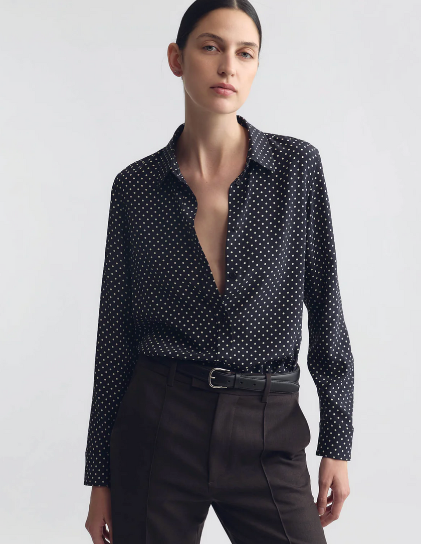 NIL Silk Polka Dot Buttondown Shirt