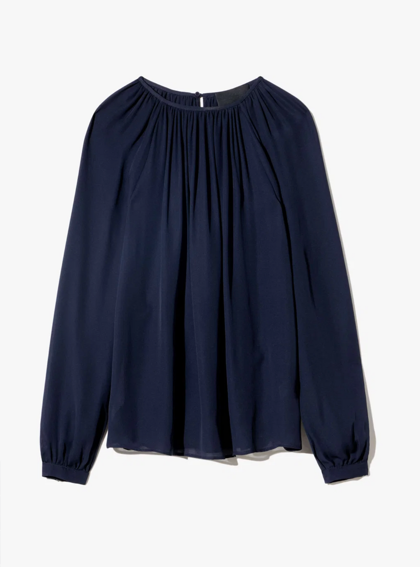 NIL Long Sleeve Shirred Blouse