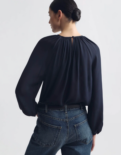 NIL Long Sleeve Shirred Blouse