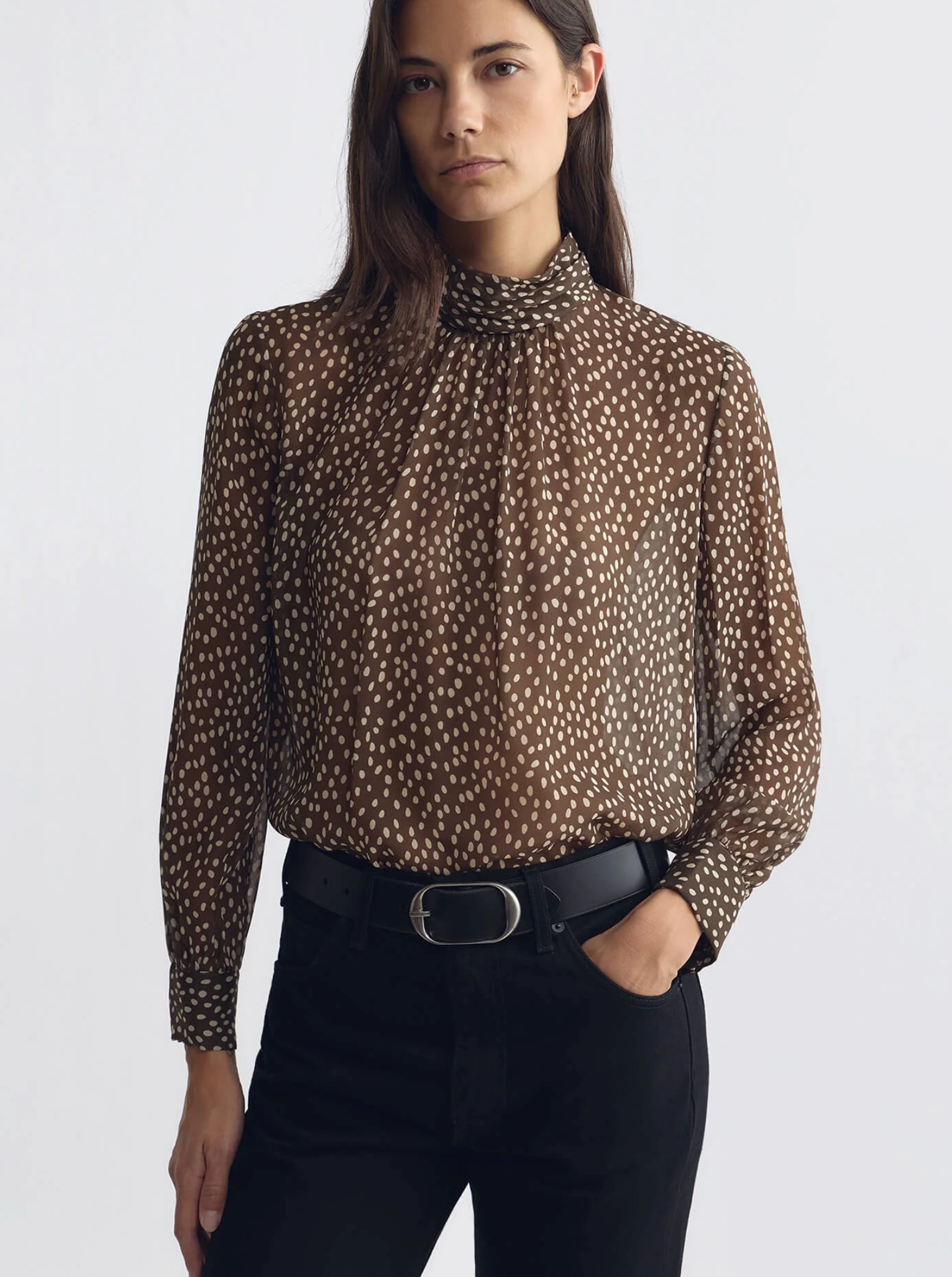 NIL Dotted Sheer Blouse