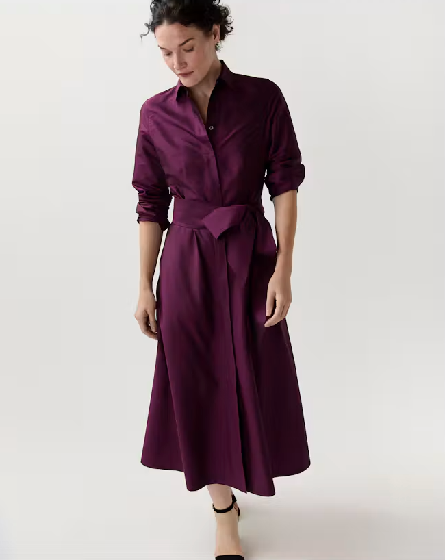 AM Silk Shantung Shirtwaist Dress