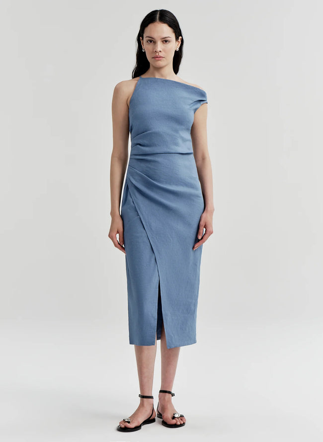 ALC Linen Off Shoulder Midi Dress