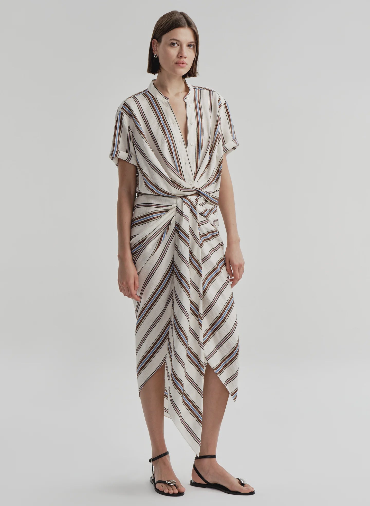 ALC Striped Twist Midi Skirt