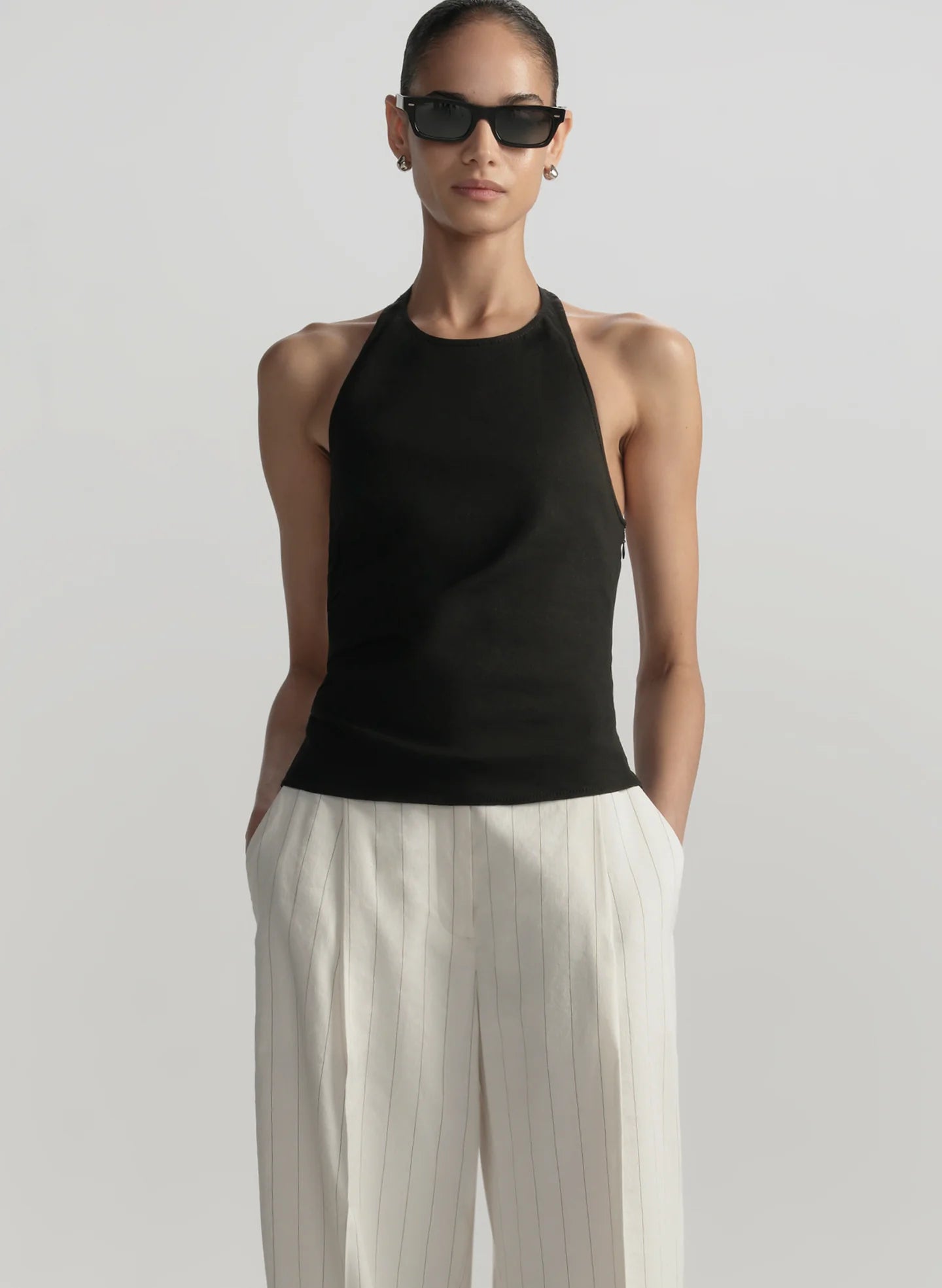 ALC Linen Stretch Halter Top