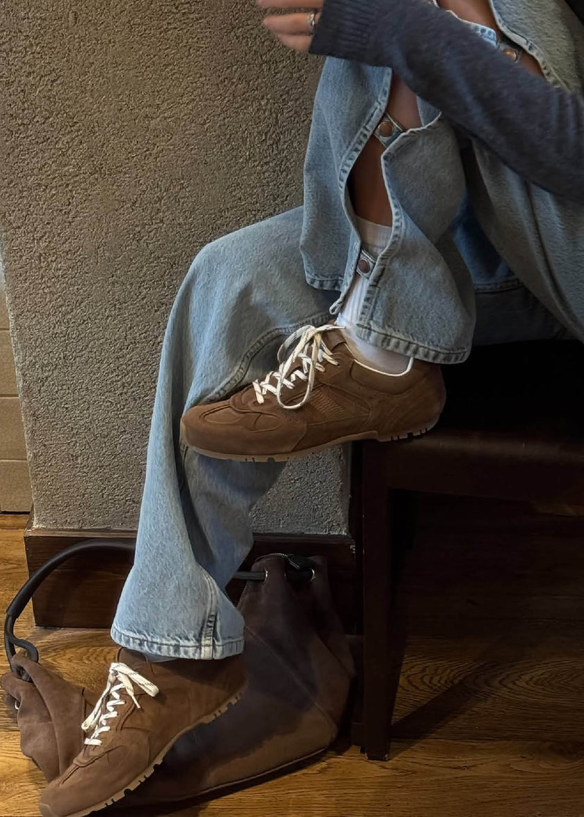 ALOHAS Suede Brown Leather Sneakers