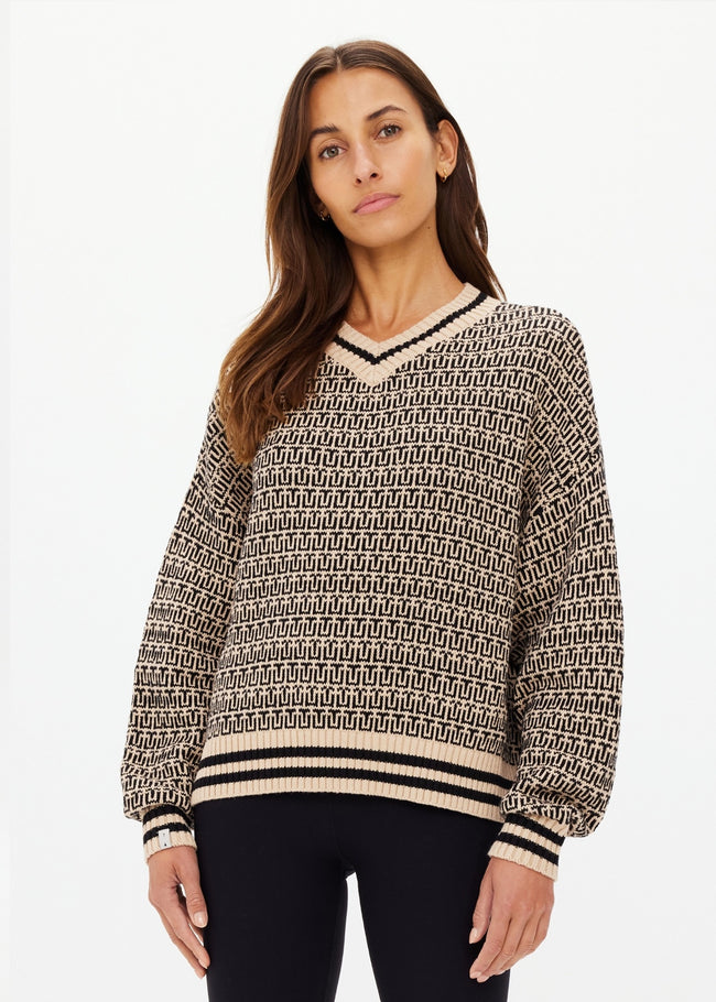 UPS Patterned V Neck Sweater