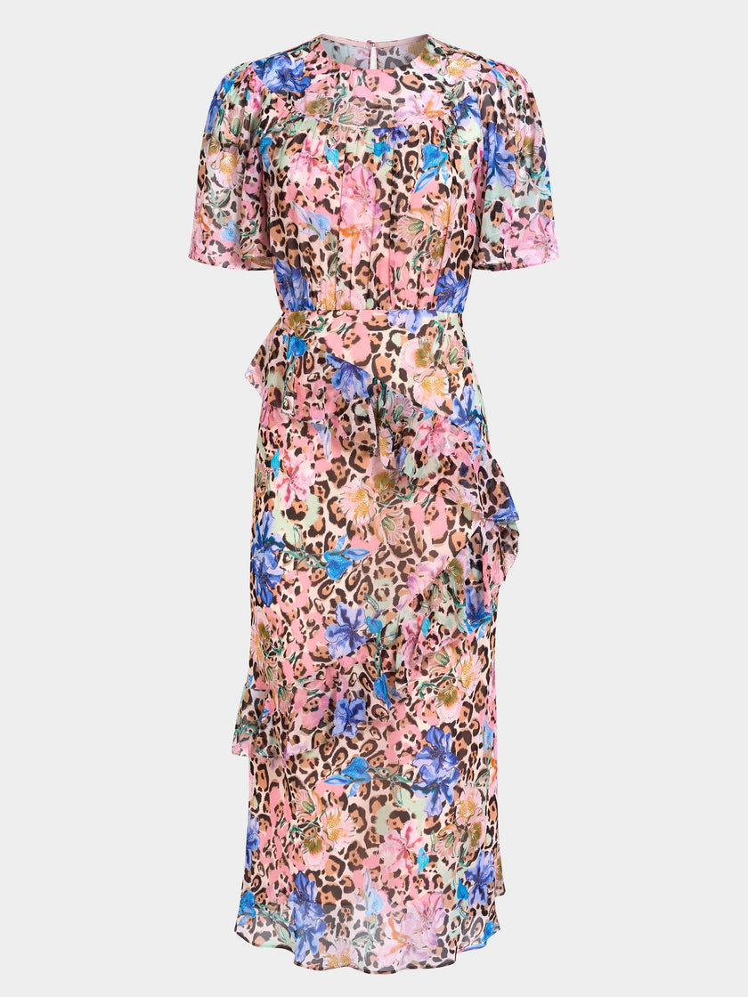 SAL Floral Cheetah Midi Dress