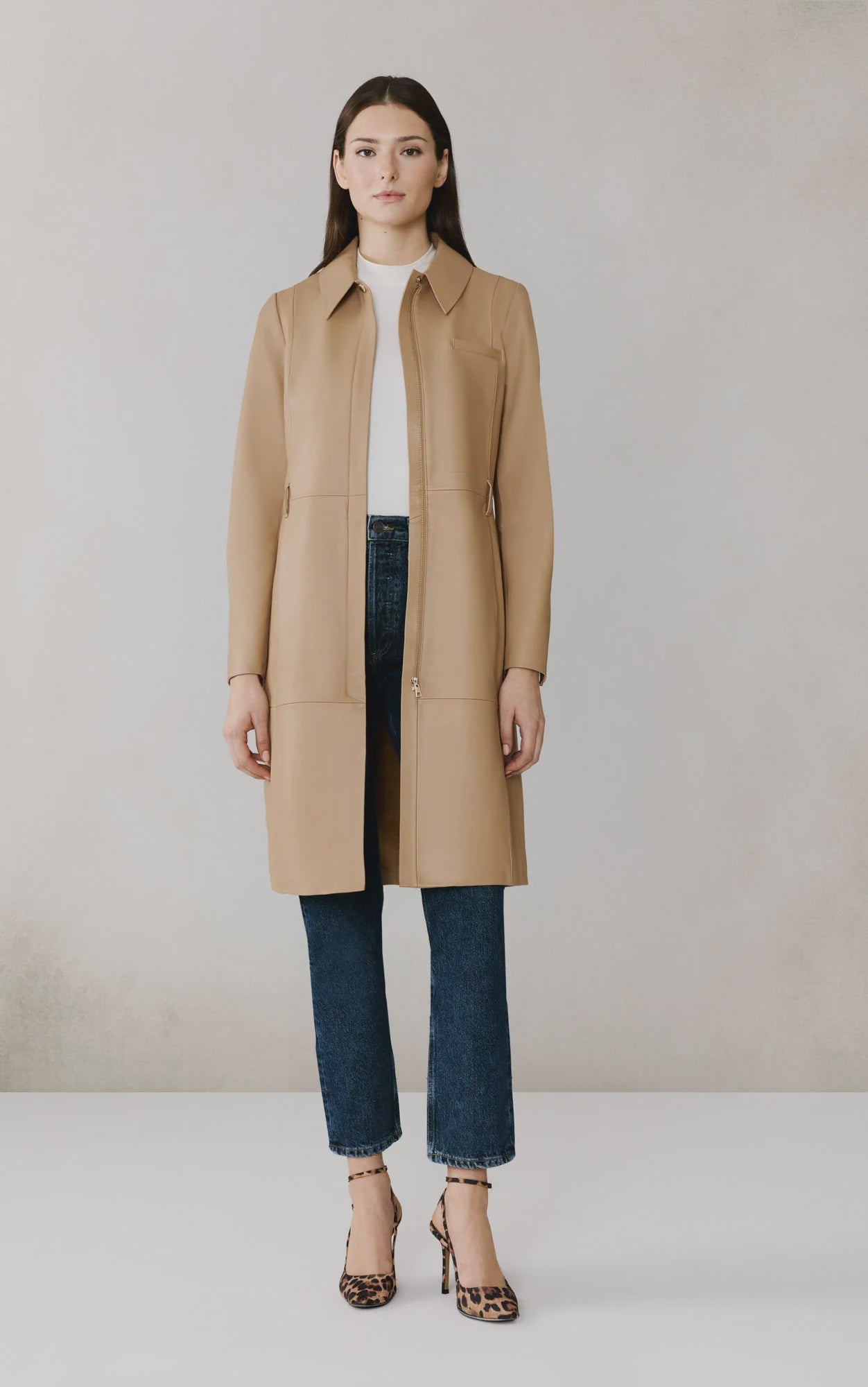 SOK Leather Trench Coat