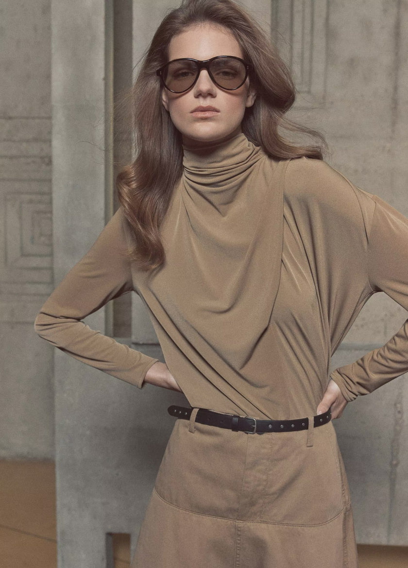 VIN Draped Long Sleeve Blouse