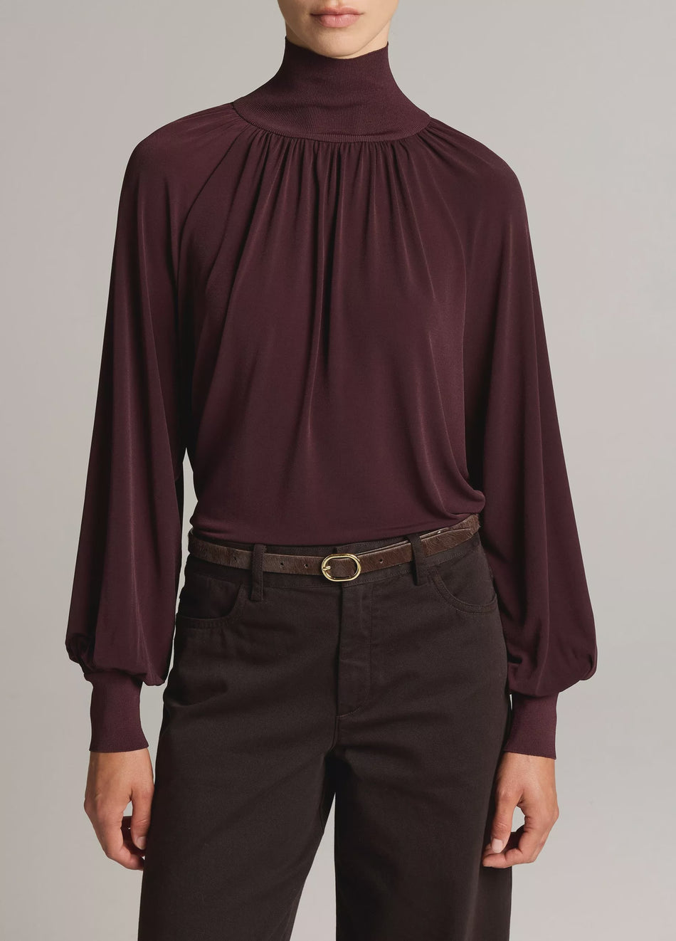 VIN Gathered Turtleneck Top