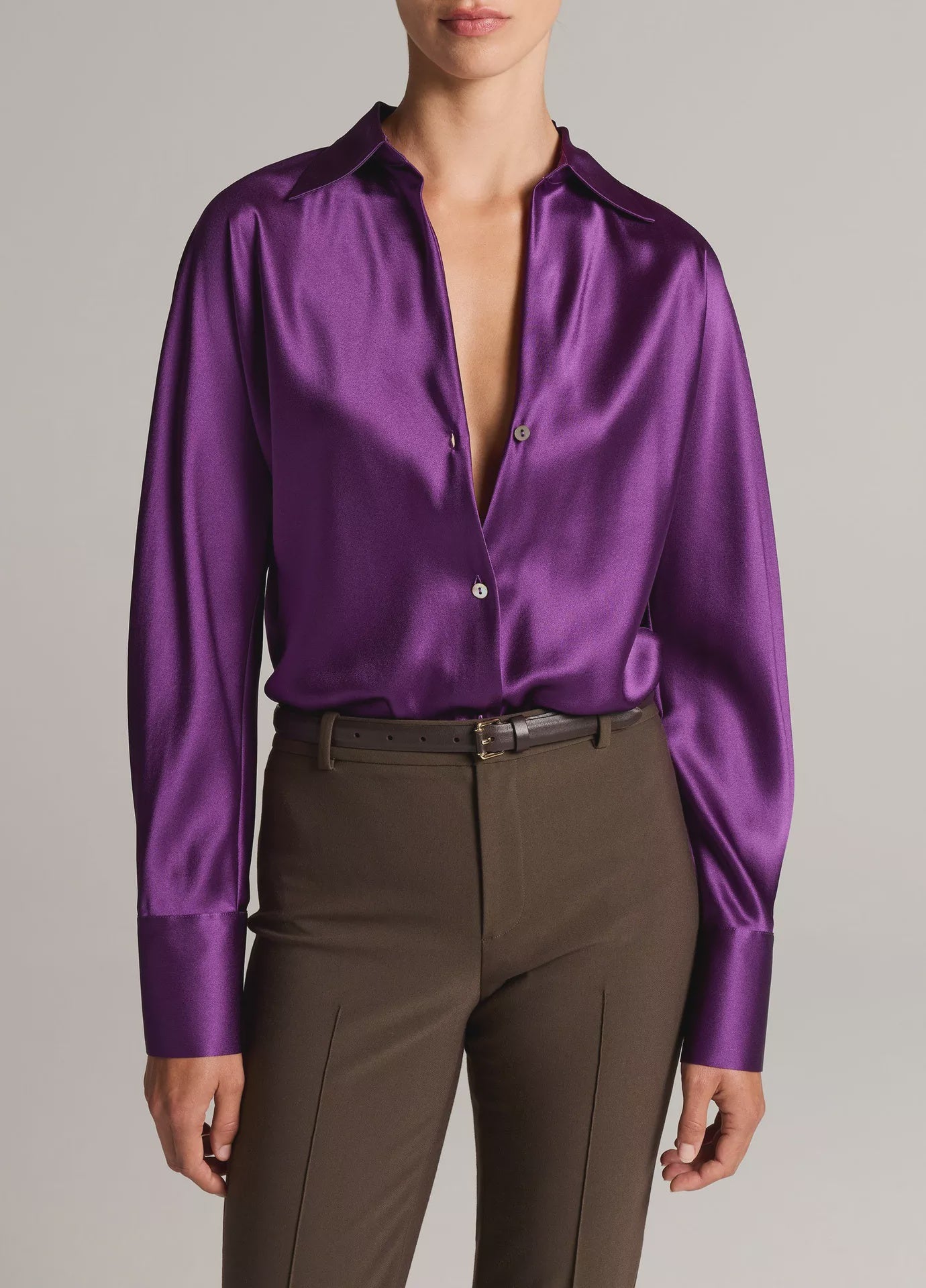 VIN Satin Long Sleeve Blouse