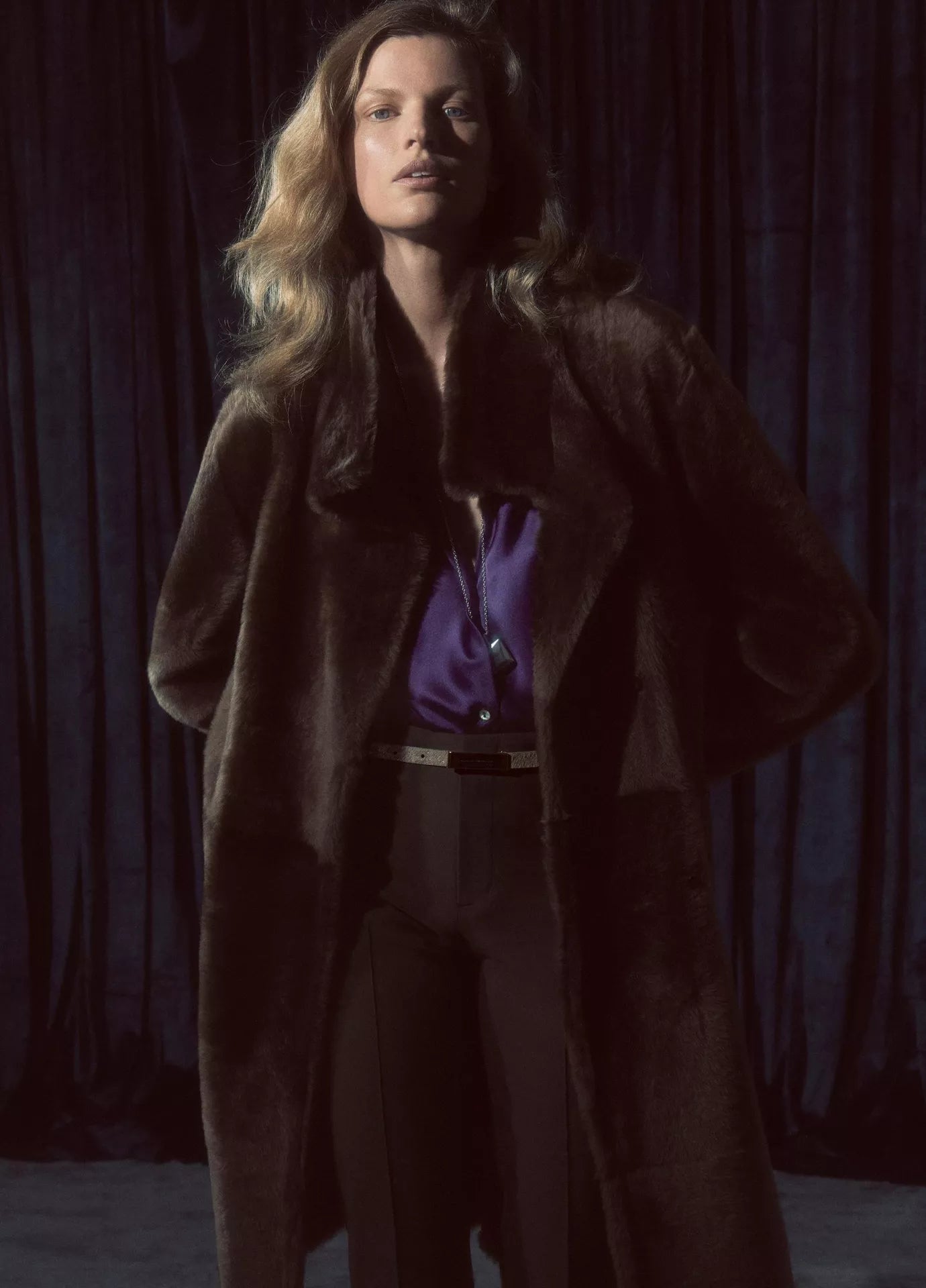 VIN Satin Long Sleeve Blouse