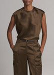 VIN Cap Sleeve Satin Top
