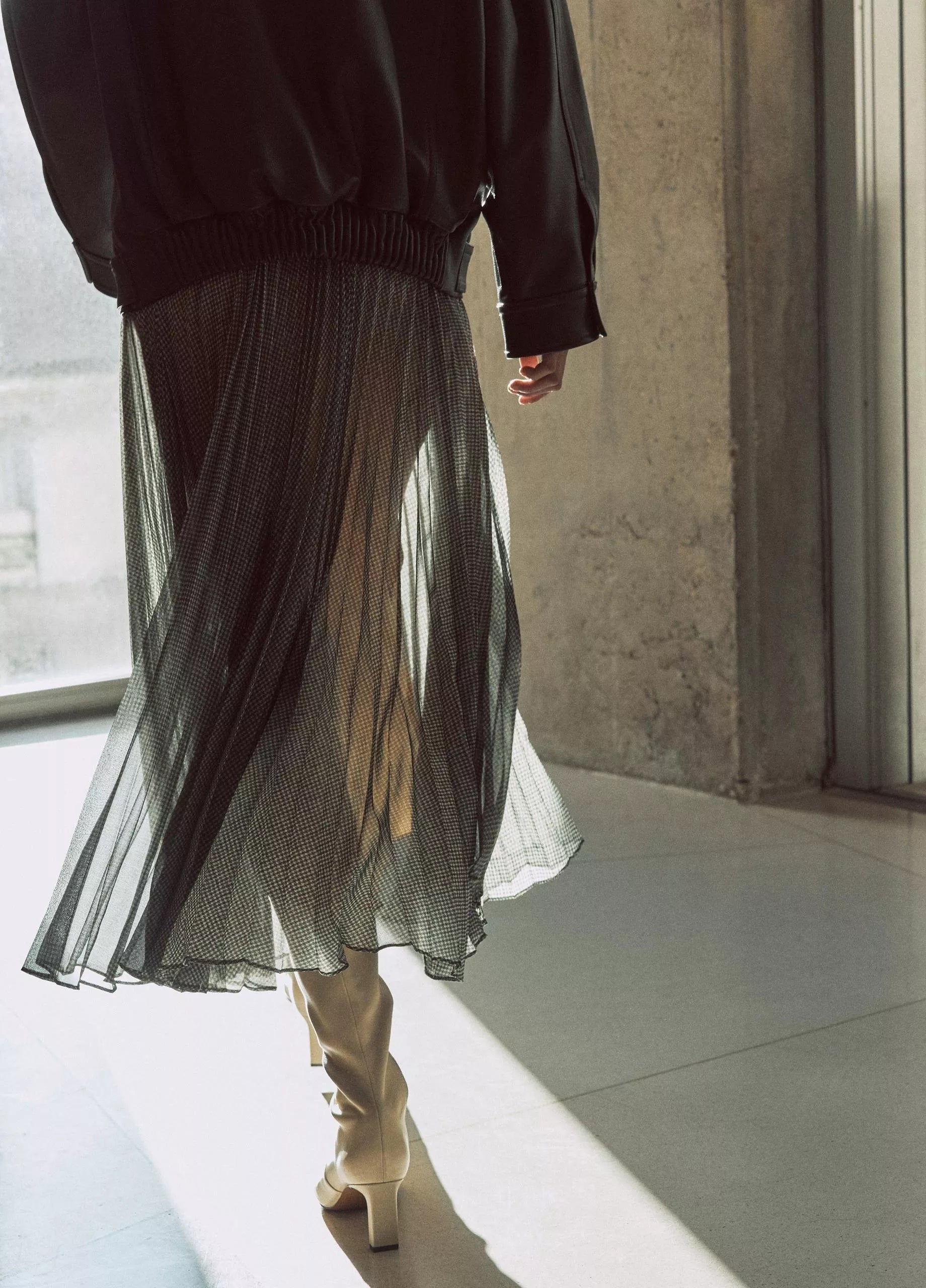 VIN Sheer Pleated Skirt